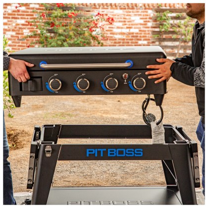 Pit Boss Portable Gas Ultimate Plancha:  4 Burner with Cart 30mb, with Manifold kit